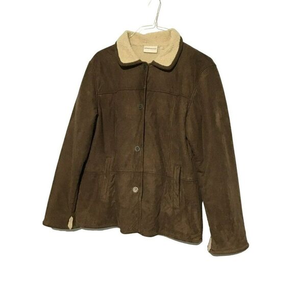 Alfred Dunner Faux Suede Jacket Brown Size 12 - Picture 1 of 6